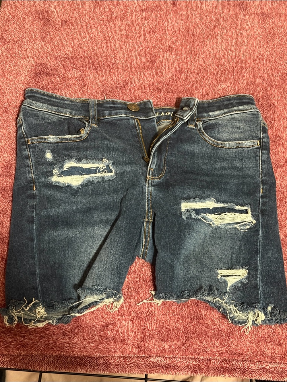 American Eagle Outfitters Distressed Dark Blue Jean Shorts